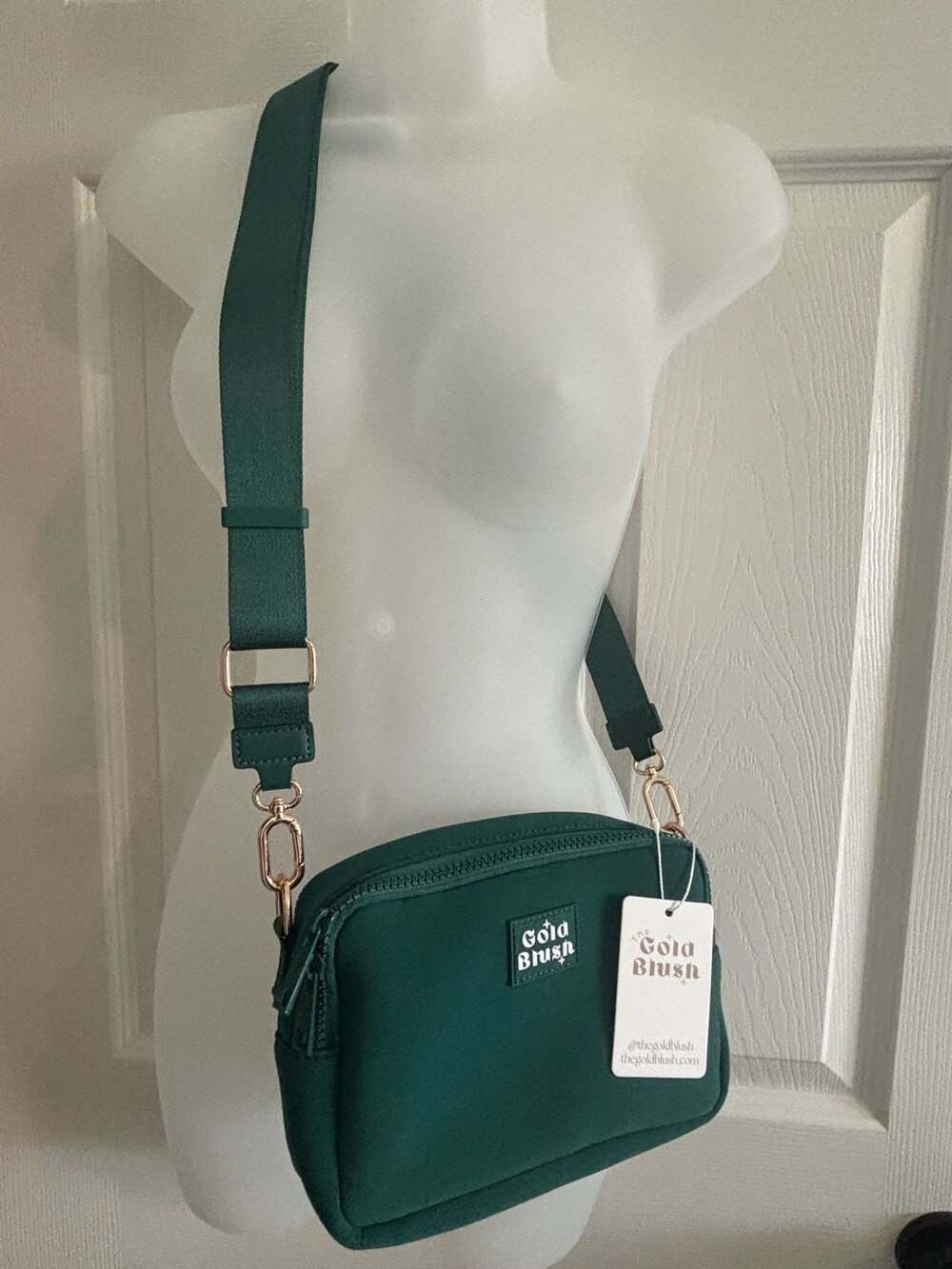 The Gold Blush Bestie Bag Neoprene Crossbody Dark Green